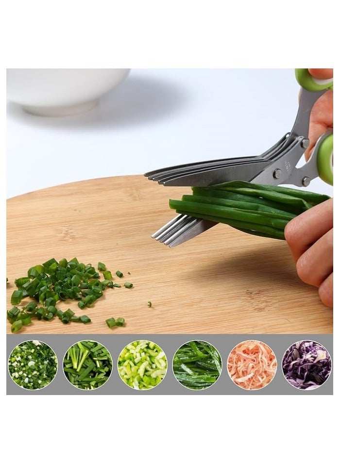 5-Blade Stainless Steel Multi-Purpose Herb Scissors - for Chopping Cilantro, Salad Greens, Paper  Garden Use - Image 5